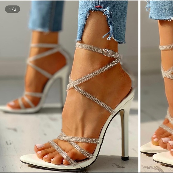White Open Toe Heels - Picture 2 of 3